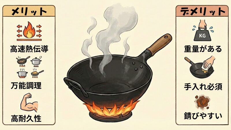 中華鍋のメリット・デメリットをまとめた図解