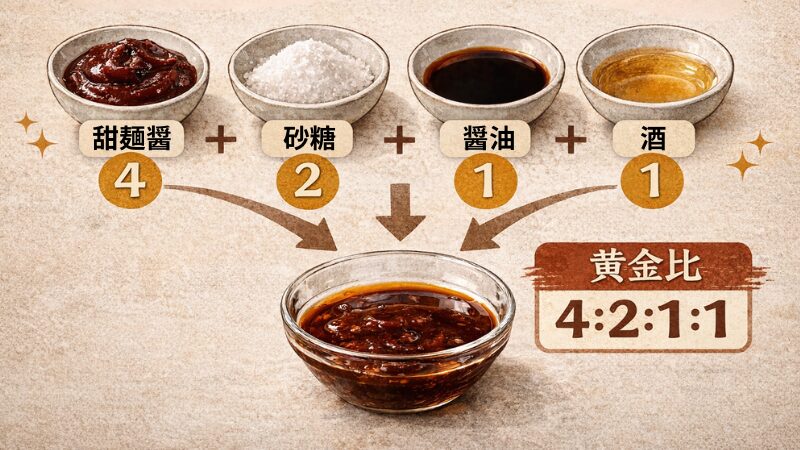 【甜麺醤あり】回鍋肉の合わせ調味料の黄金比。甜麺醤4砂糖2醤油1酒1