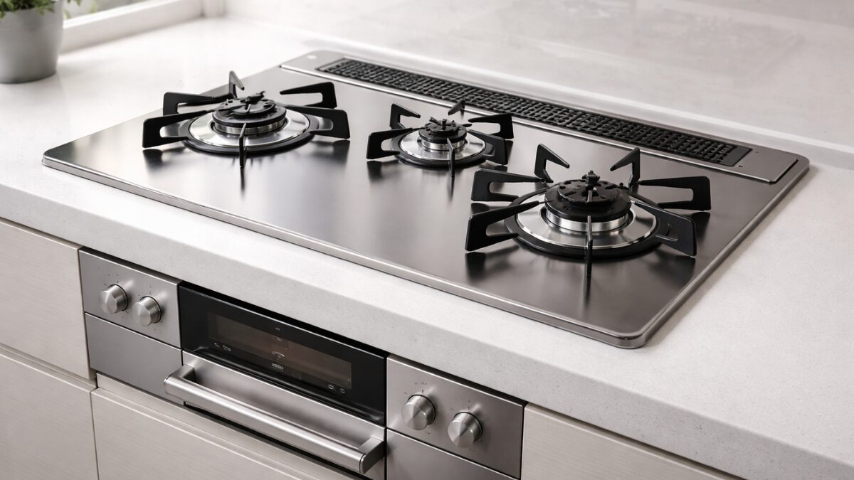 キッチンに設置されたビルトイン型ガスコンロ