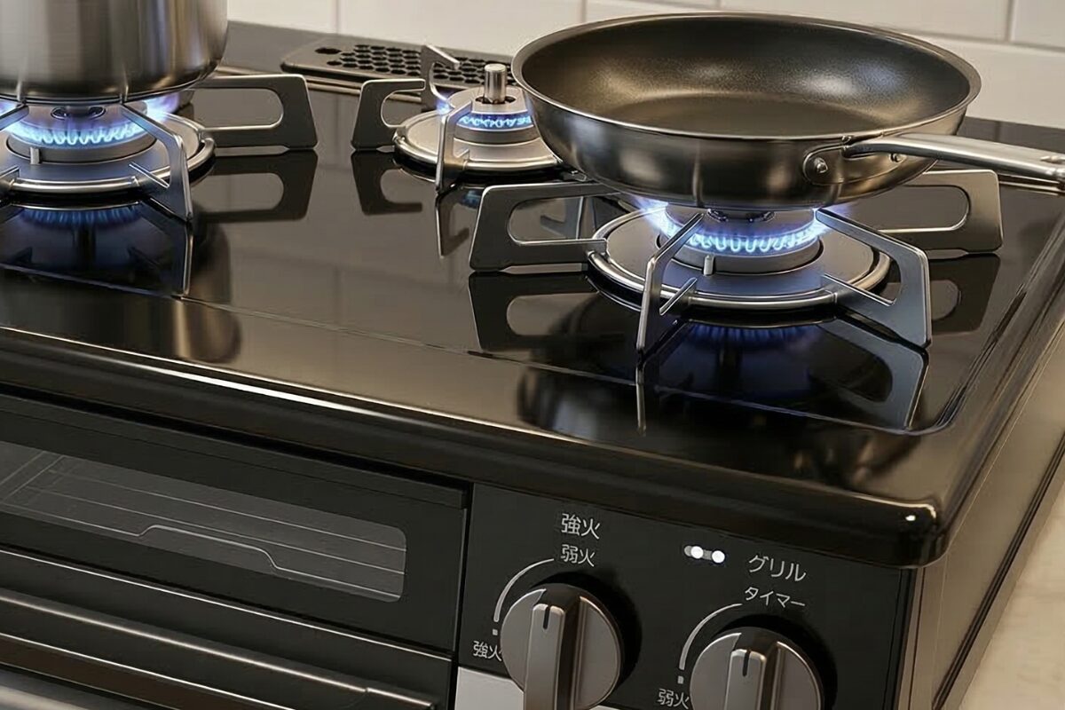 耐久性の高いガラスコート天板。ホーローベースで衝撃に強く、光沢のある美しい仕上げ。