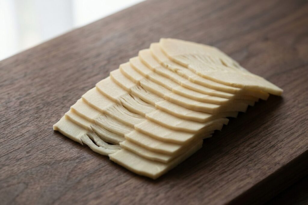 中華料理の片（ピェン）薄切りにしたたけのこ
